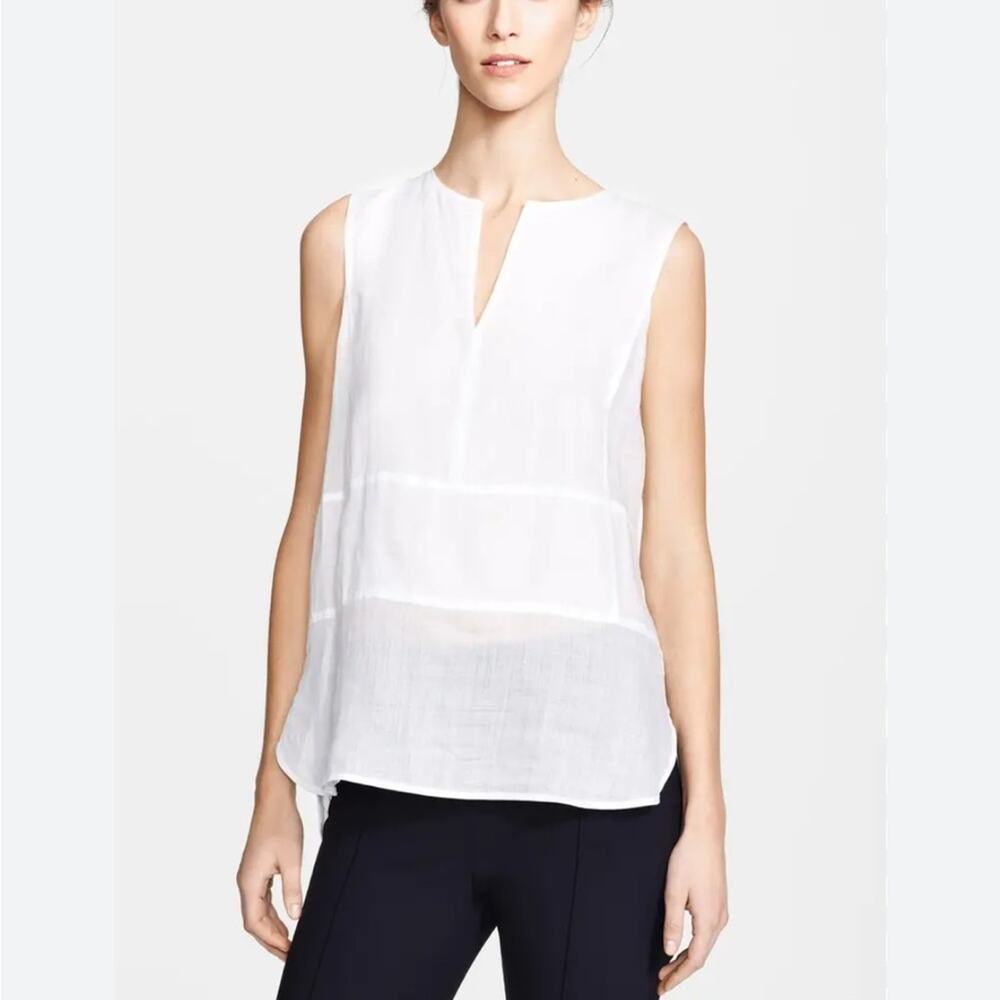 Nymph Casual Sleeveless White Linen Blouse